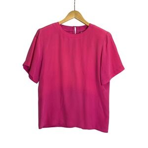 Vintage Pat Argenti 100% Silk Short Sleeve Pullover Shell Blouse Top Career  S